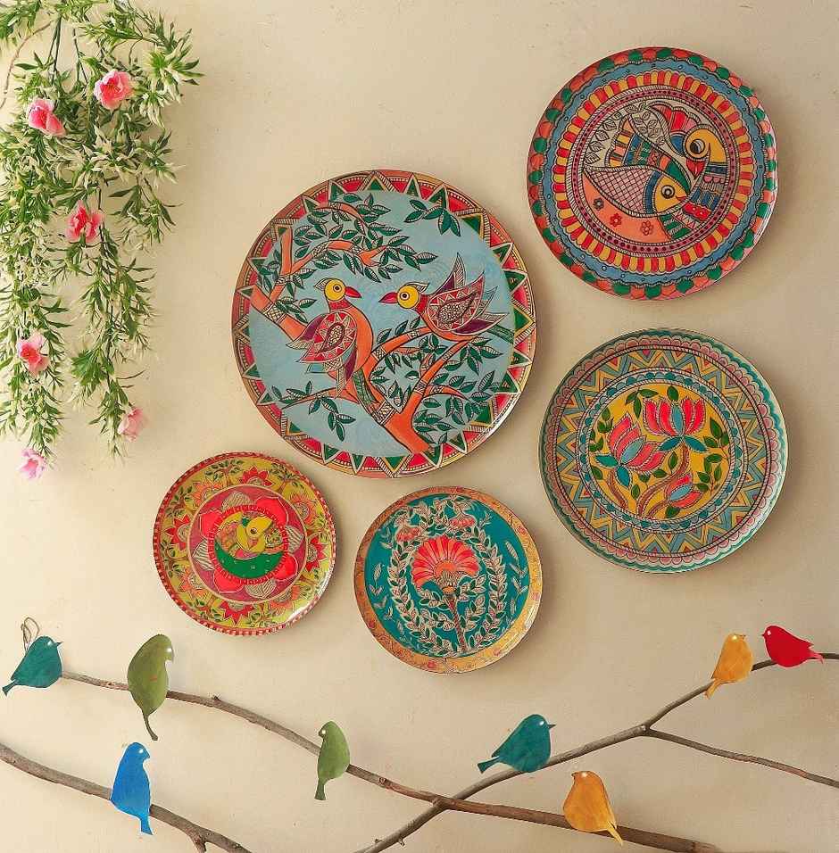 Ritualistic Madhubani Wall Plates- Set of 5