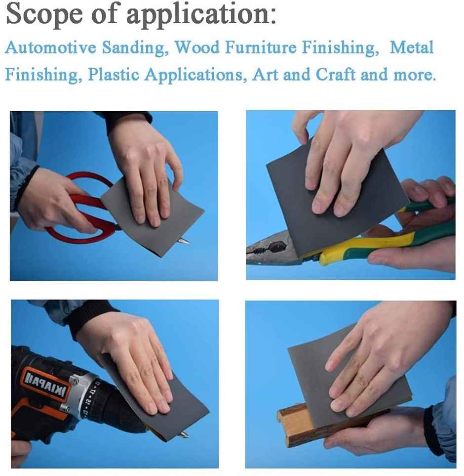 Lumivolt 4 pcs A4 Size Sanding Paper, Sanding Paper Set, Sand Papaer, Upgraded Dry Wet Waterproof