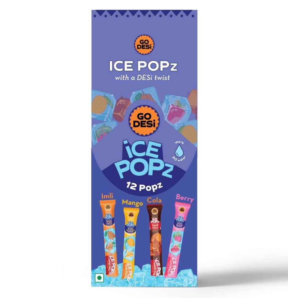 Assorted 4 Flavour ICE Popsicle Mango, Berry, Masala Cola, Imli ICE Pops Pack Of 12