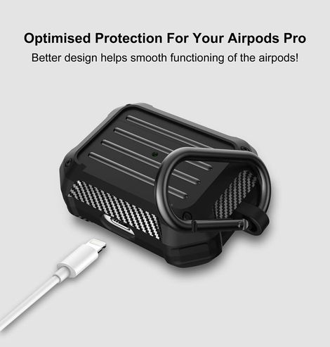 Sounce TPU Protective Case Cover with Hybrid Frame and Keychain for AirPods Pro | Black