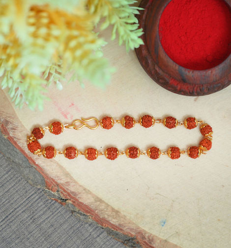 Aurum Bracelet Rakhi With Rudraksh - Spiritual and Stylish
