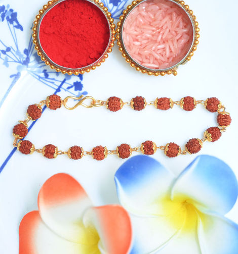 Aurum Bracelet Rakhi With Rudraksh - Spiritual and Stylish