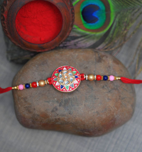 Aurum Round Kundan Rakhi - Artistic Craft