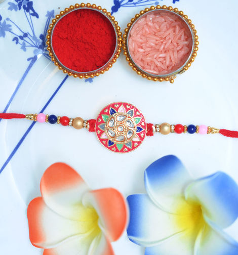 Aurum Round Kundan Rakhi - Artistic Craft