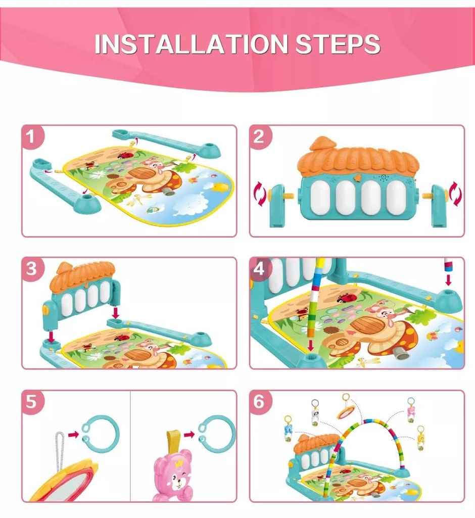 Toyshine Baby Gym Play Mat Musical Activity Center Kick & Play