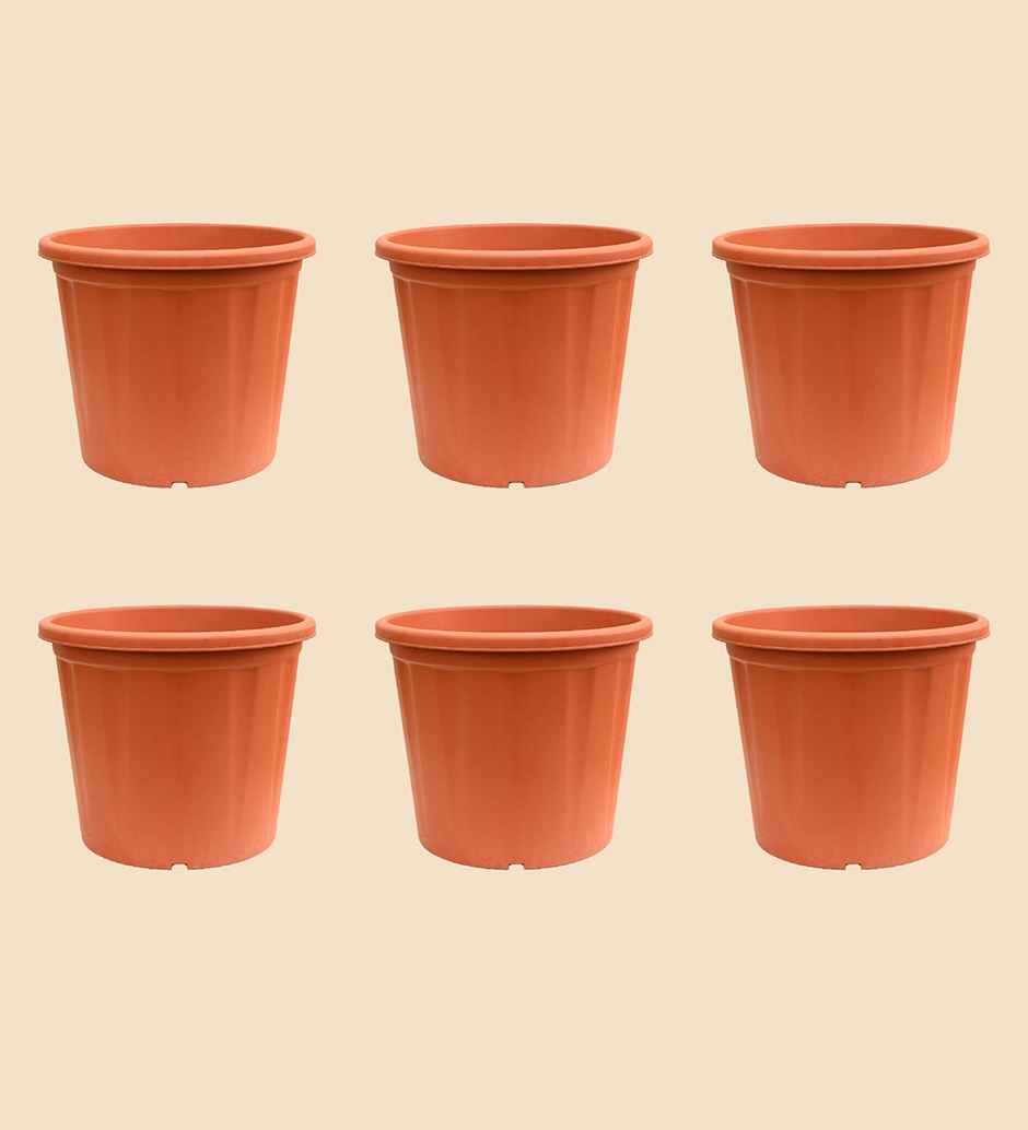 Ugaoo Uv Treated Gardening Brown Plastic Pots -10 Inch | Set Of 6