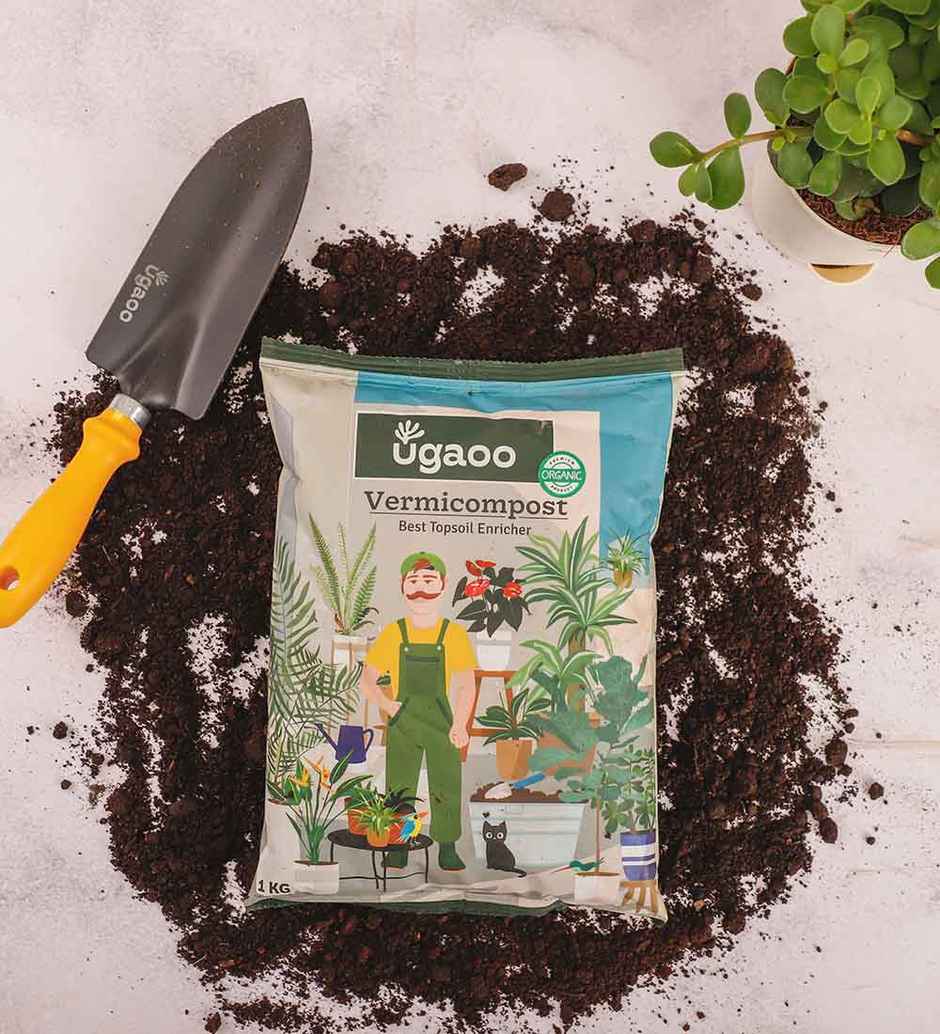 Ugaoo Vermicompost For Plants - Organic Fertilizer & Manure(1kg) & Ugaoo Cocopeat Block For Home Garden Plants(1kg) Combo