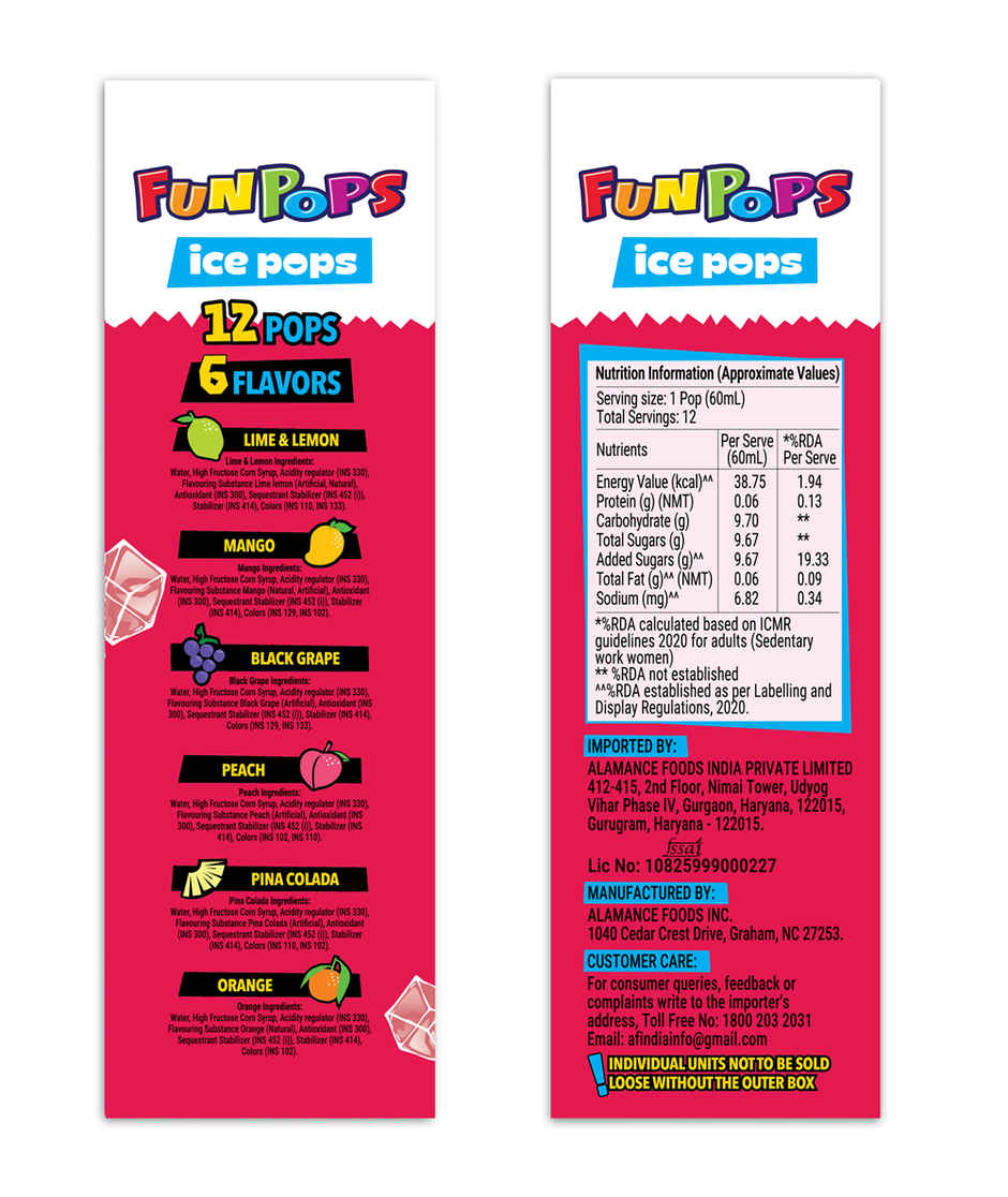 FunPops Ice Pops, Freeze at Home Fruit Flavoured Pops