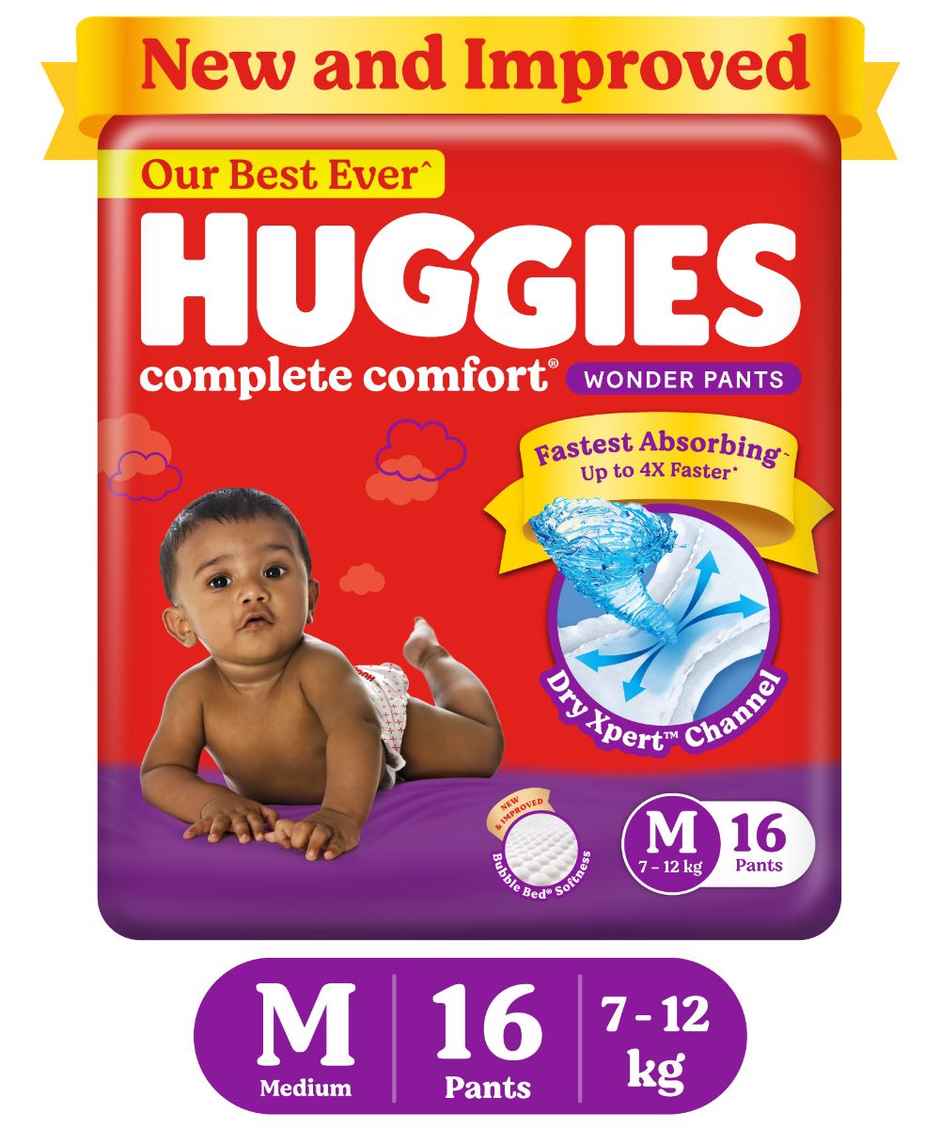 Huggies Complete Comfort Wonder Baby Diapers | Pant Style | M | 16 pcs