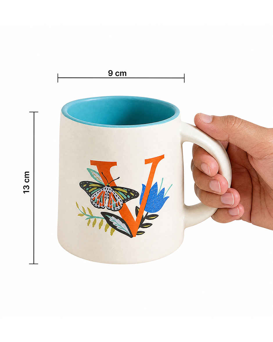 Chumbak V Alphabet Mug Ceramic | 300 ml