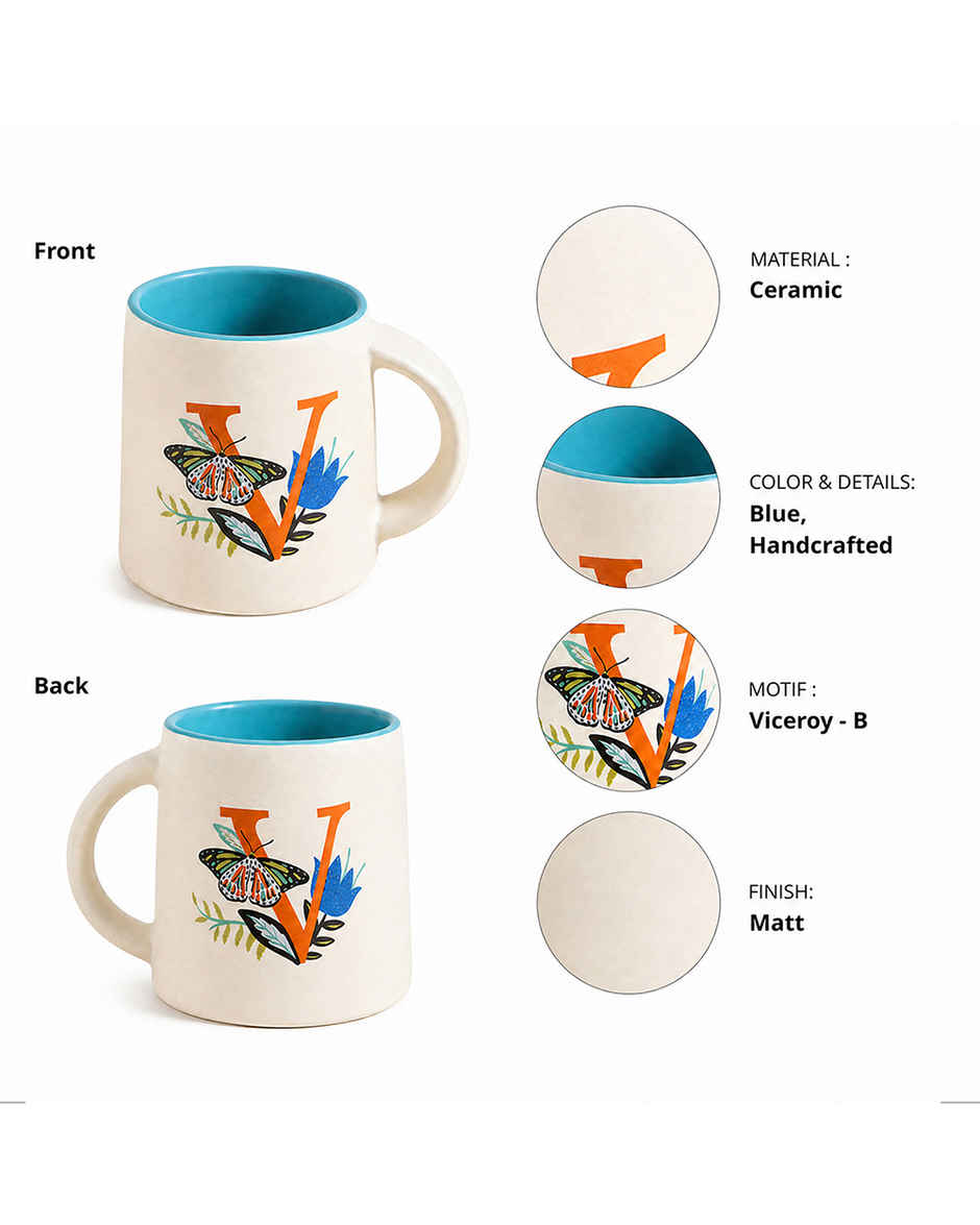Chumbak V Alphabet Mug Ceramic | 300 ml
