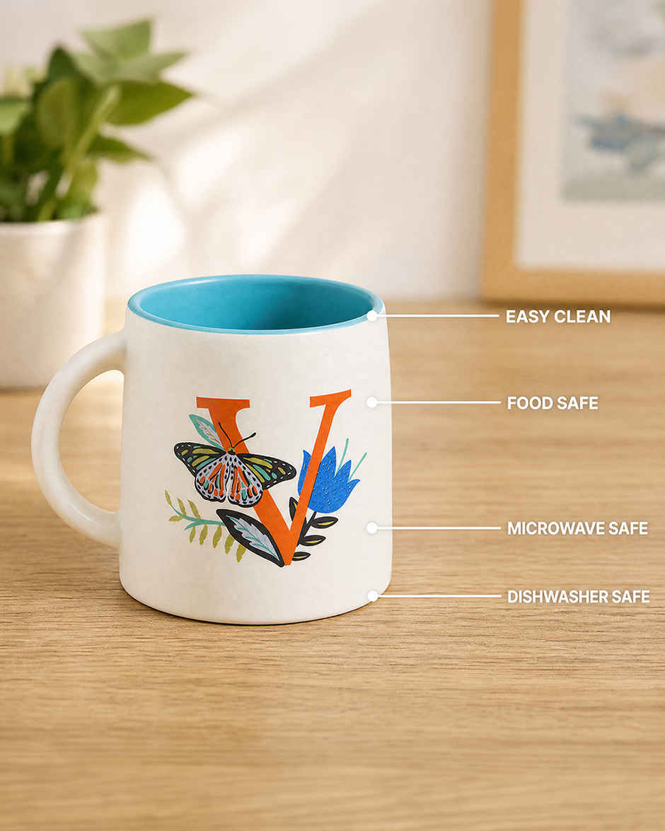 Chumbak V Alphabet Mug Ceramic | 300 ml
