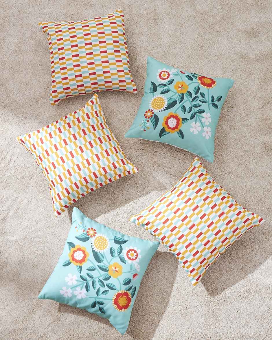 Teal By Chumbak | Floral Blush 16 inch Cushion Covers Set Of 5