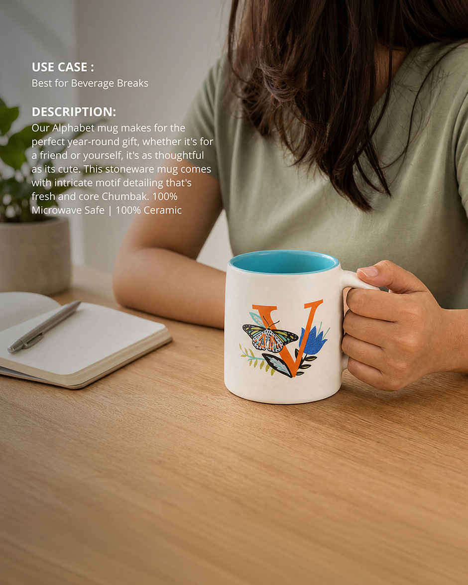 Chumbak V Alphabet Mug Ceramic | 300 ml