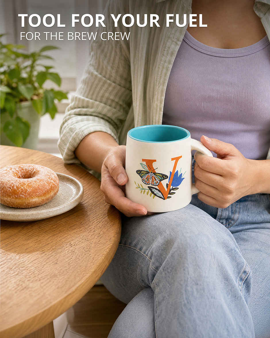 Chumbak V Alphabet Mug Ceramic | 300 ml