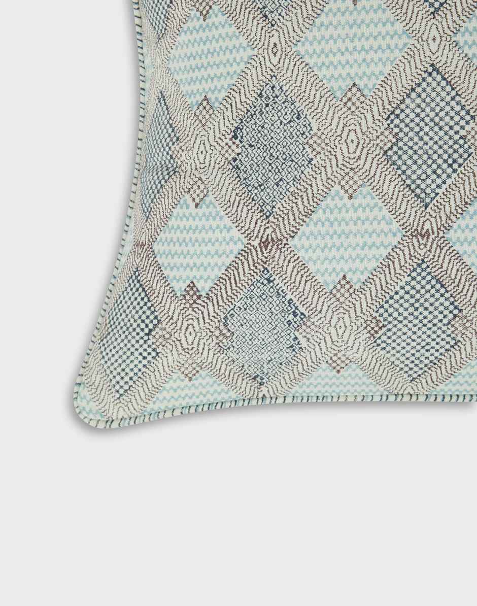 Fabindia Cotton Cushion Cover | Green | 16 x 16 inch