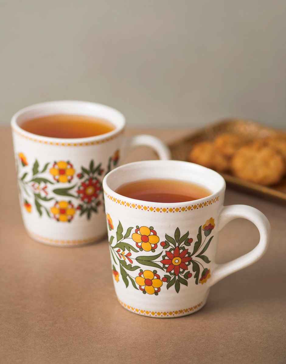 Fabindia Set Of 2 Ceramic Casted Mugs