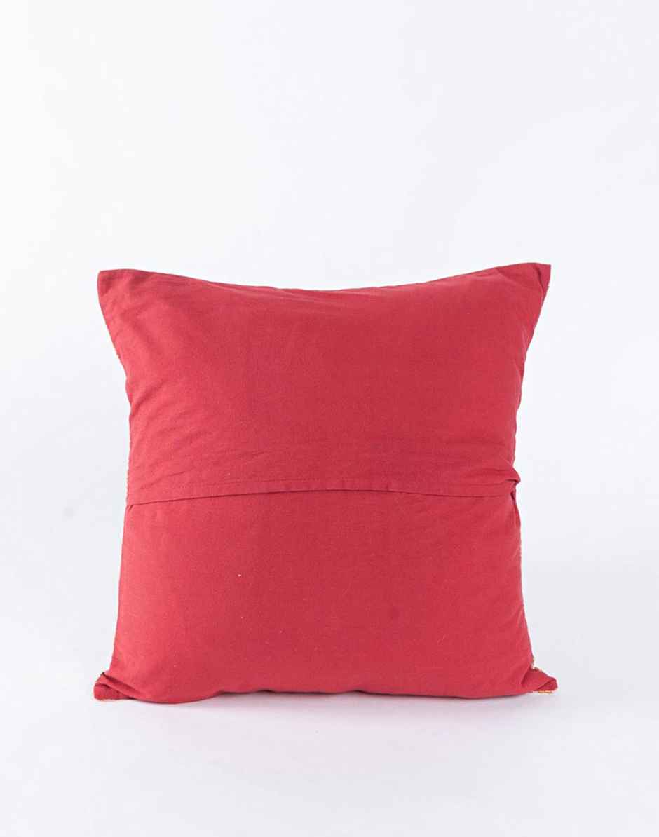 Fabindia Cotton Embroidered Cushion Cover - Fuchsia - 12 x 12 inch