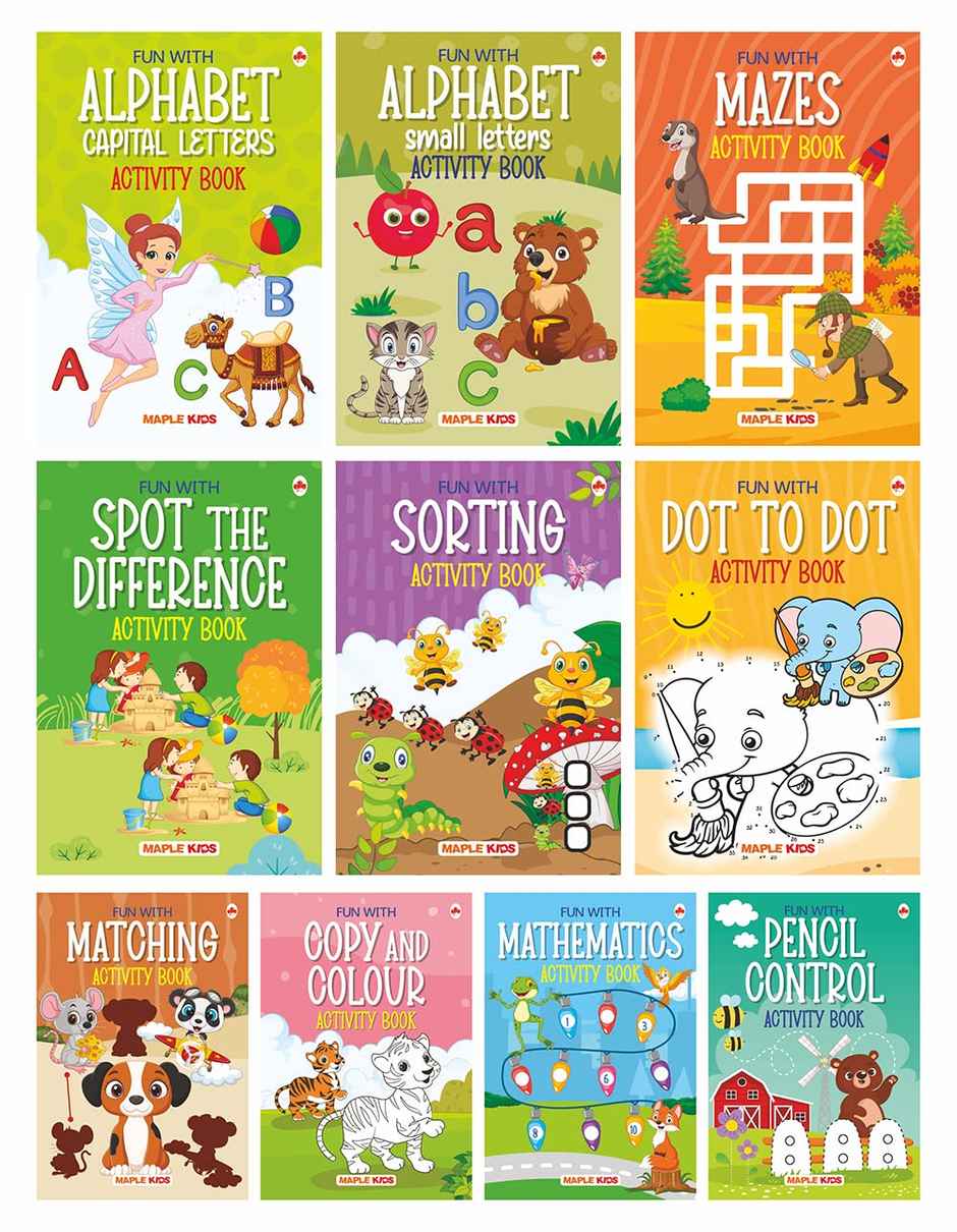 Brain Booster Activity Books Set (Set of 10 books) (Colourful Pages)