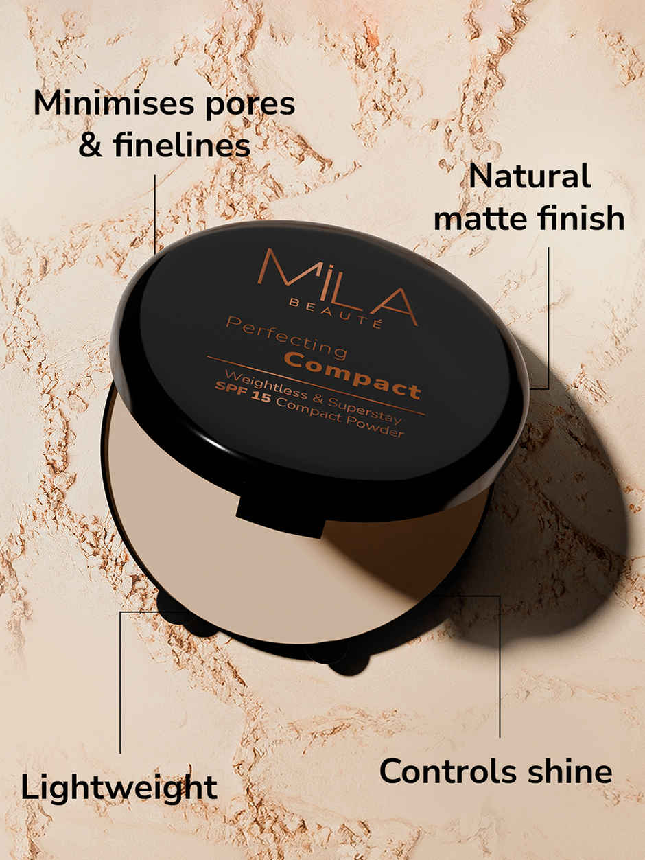 Mila Beaute Perfect Compact Powder Minimise Pores & Finelines Spf 15 - 101 Classic Ivory