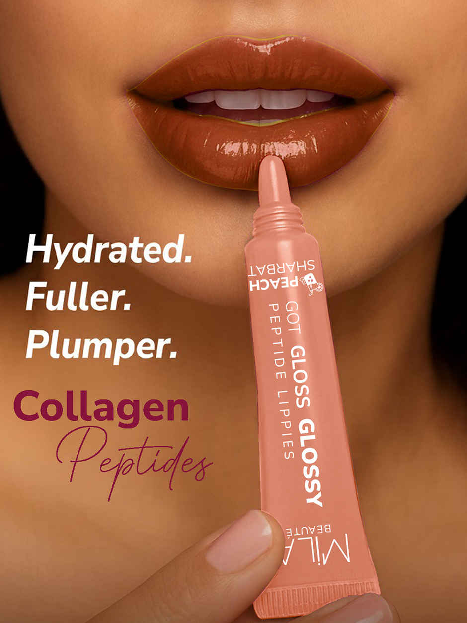 Mila Beaute Peptide Infused Lip Gloss | Hyaluronic Acid & Vitamin E | Non-Sticky | Peach Sharbat