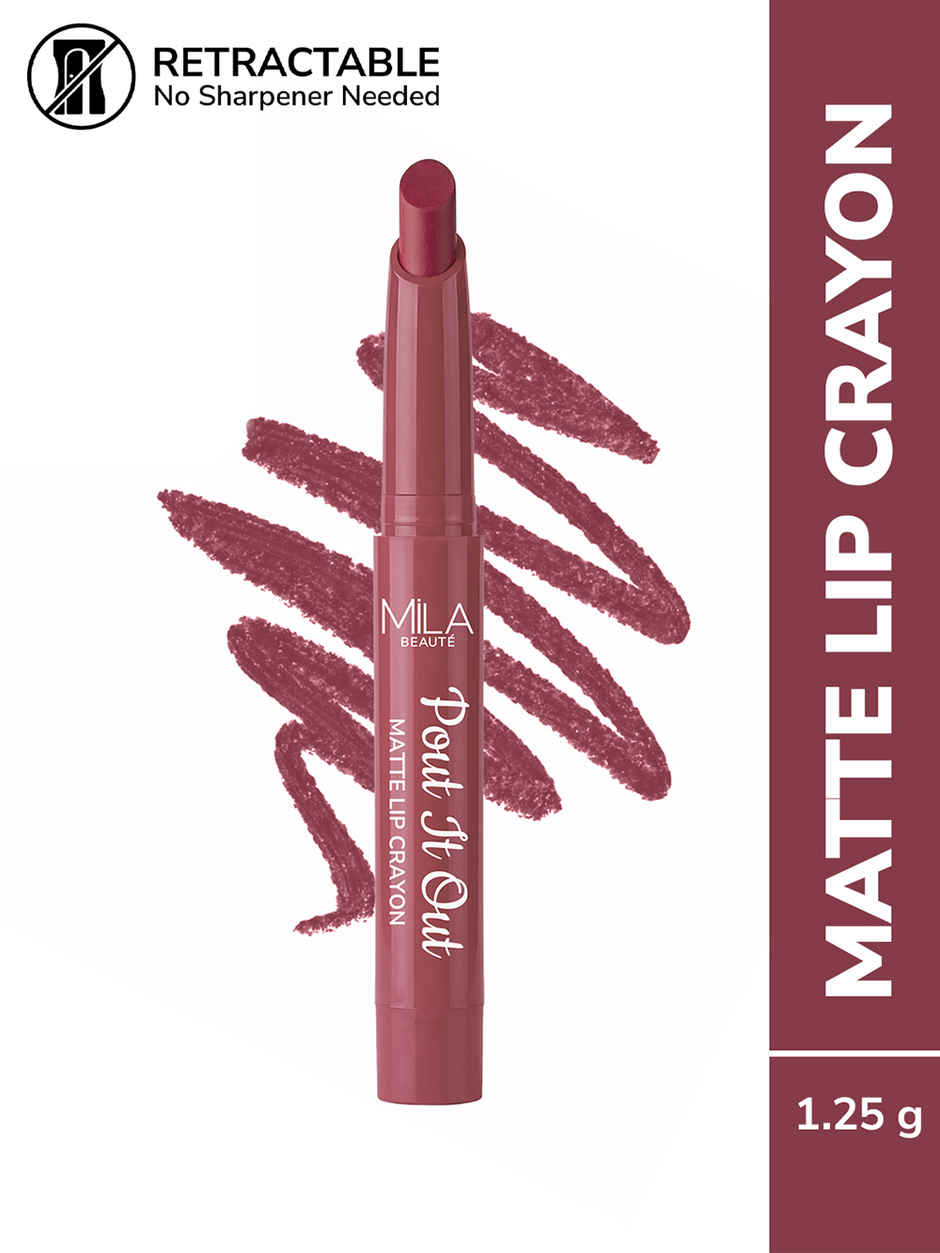 Mila Beaute Pout It Out Matte Lip Crayon Highly Pigmented Enriched With Jojoba Oil Rapunzel