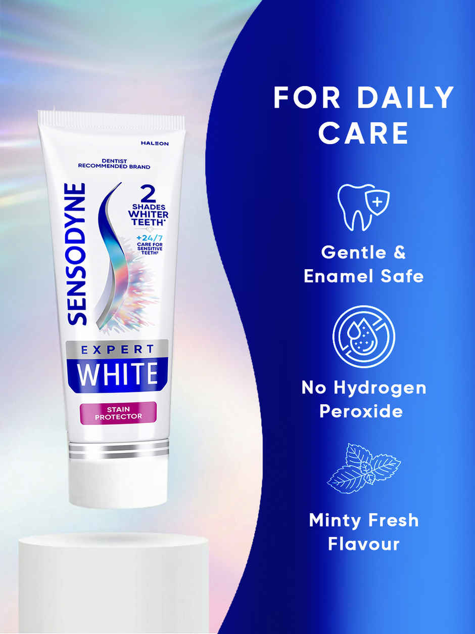 Sensodyne Expert White, 2 Shades Whiter Teeth, 7X Stain Removal, Visible Teeth Whitening