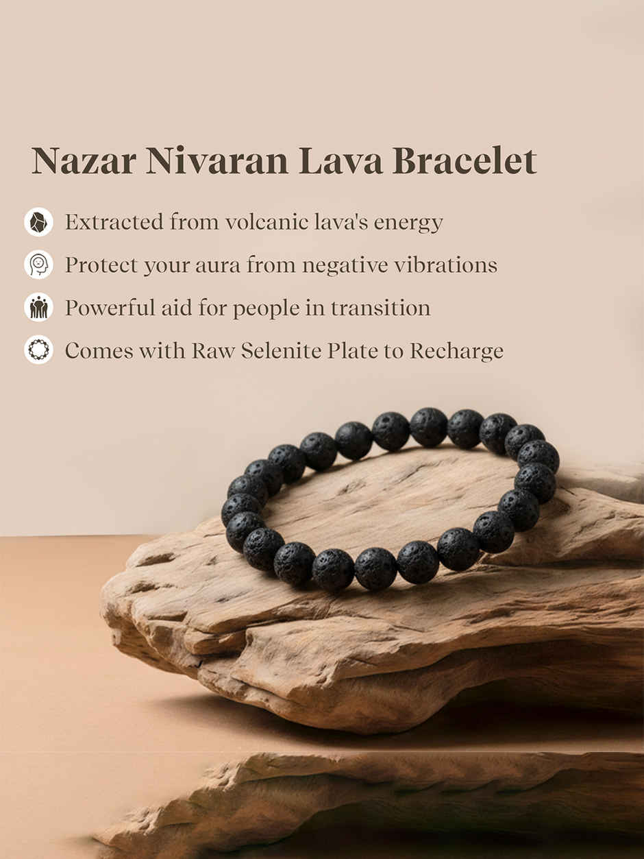 Pujashree Lava Stone Bracelet with Free Original Selenite Plate