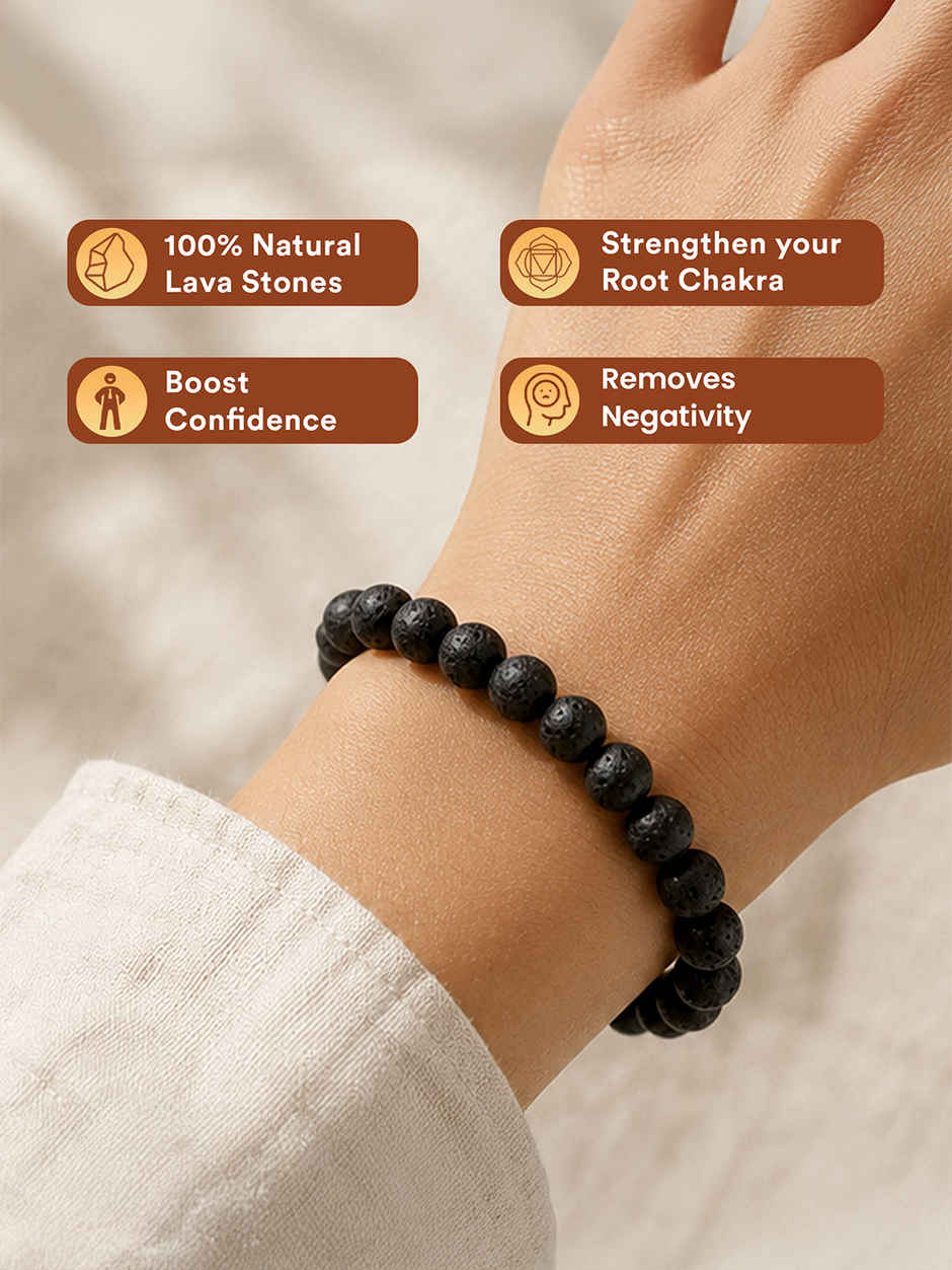 Pujashree Lava Stone Bracelet with Free Original Selenite Plate