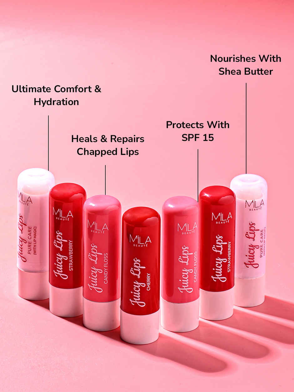 Mila Beaute Juicy Lip Balm Pure Care Upto 12 Hrs Moisturisation & Tint Spf15