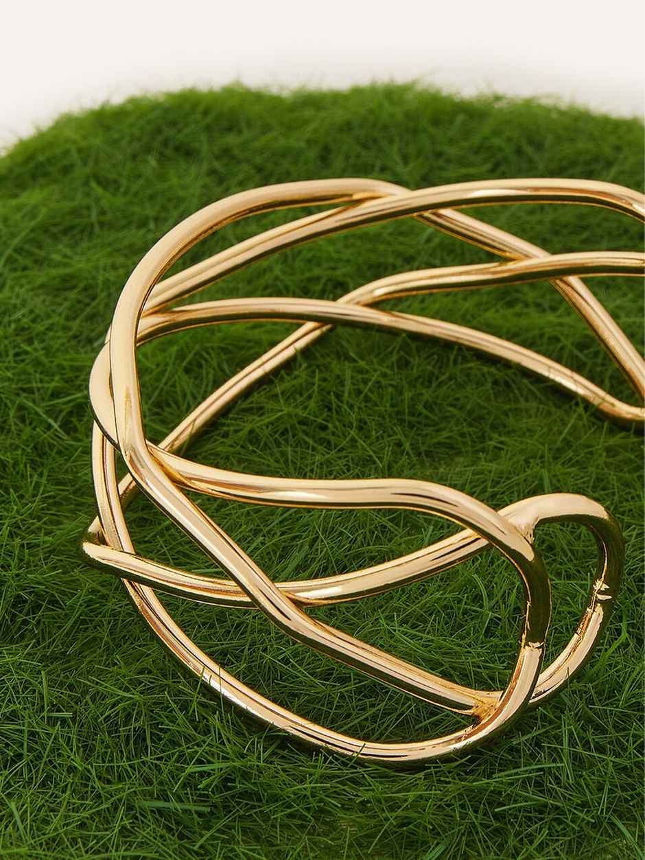 Accessorize London Women Gold Woven Metal Cuff Bracelet