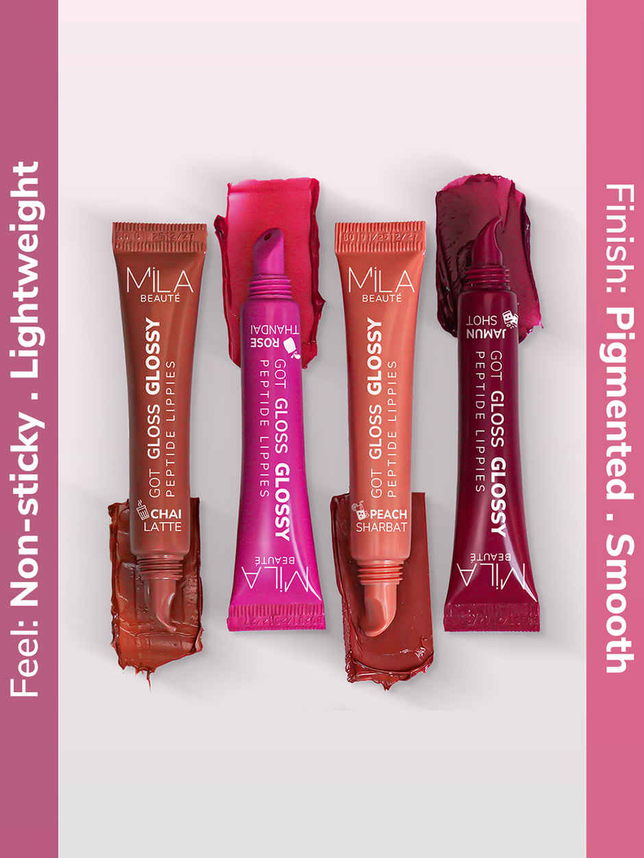 Mila Beaute Peptide Infused Lip Gloss | Hyaluronic Acid & Vitamin E | Non-Sticky | Peach Sharbat