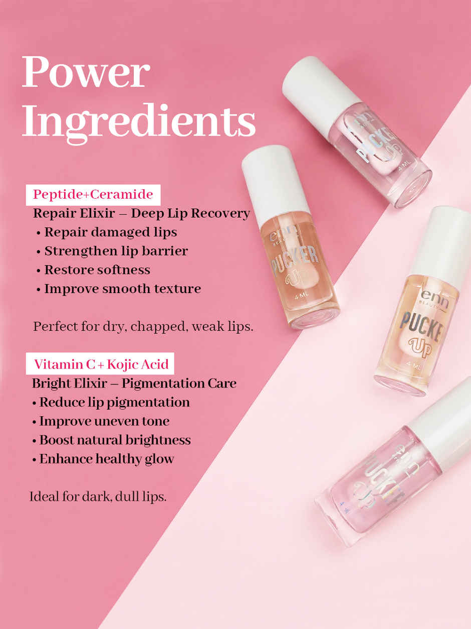 ENN Beauty Pucker Up Lip Oil | Duo Peptide Repair & Vitamin C Bright