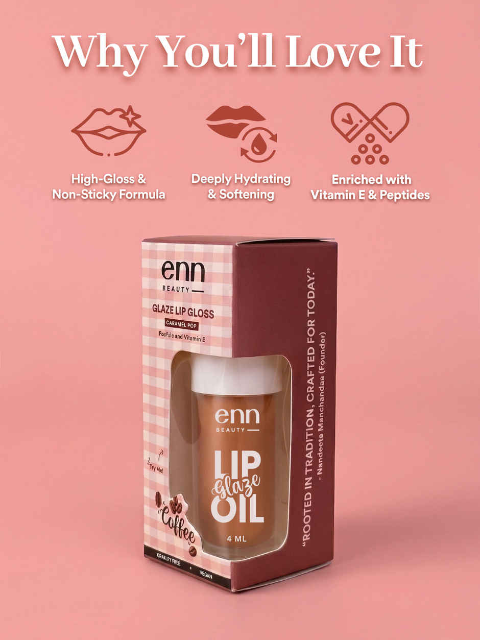 ENN Beauty GLAZE Lip Gloss | High Shine, Non-Sticky Finish | Caramel Pop