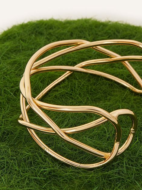 Accessorize London Women Gold Woven Metal Cuff Bracelet