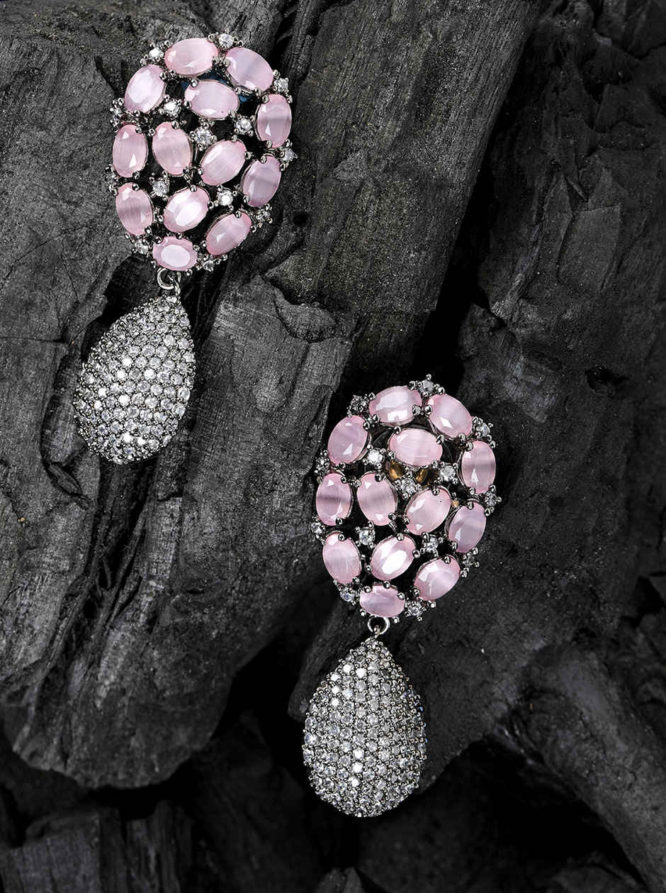 Priyaasi Silver-Plated Artificial Stone Studded Drop earrings