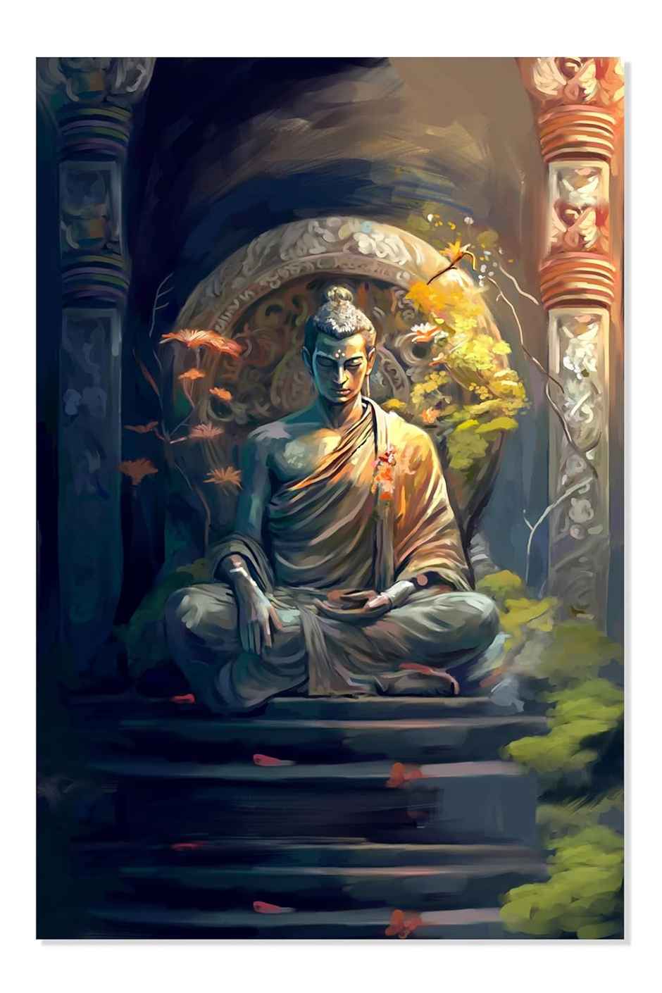 Indianara Attractive Gautam Buddha Canvas Art Painting