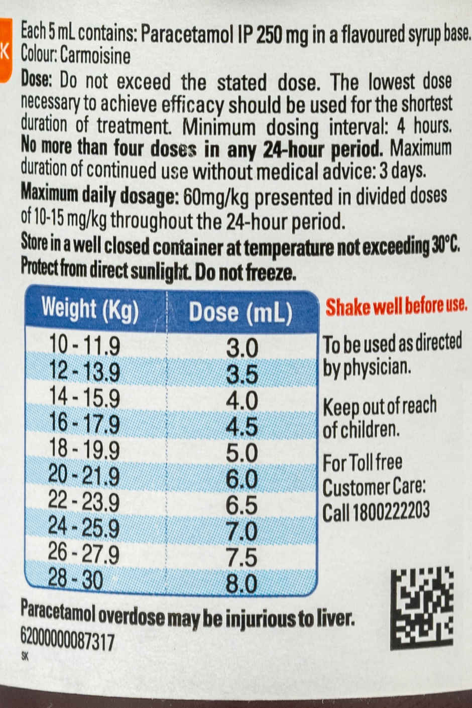 Calpol 250mg Paediatric Strawberry Oral Suspension