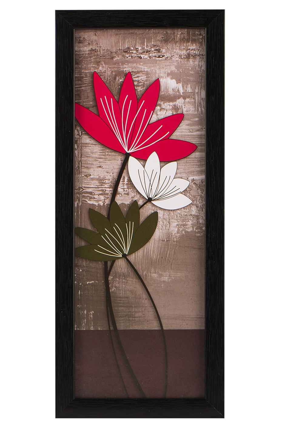 Indianara Set of 3 Multicolored Flowers Framed Art Painting