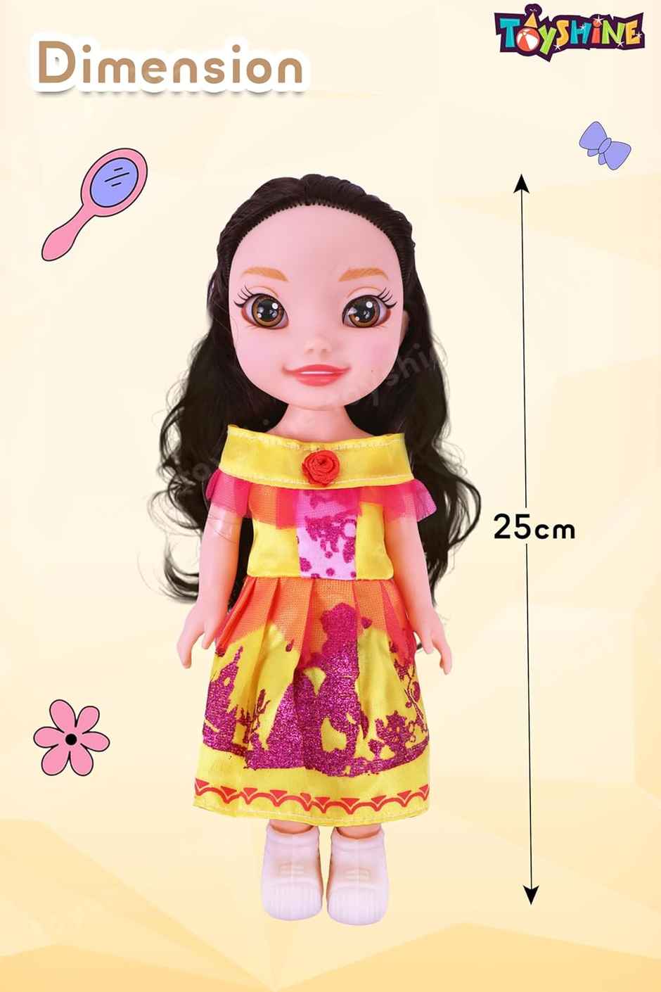 Toyshine 10 Inch Beauty Doll with Hair Accessories for Pretend Play - Assorted