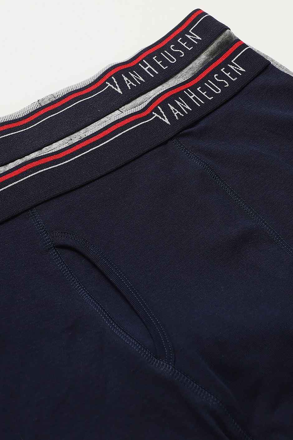Van Heusen Apparel Men's Solid Anti Bacterial & Colour Fresh Boxer Brief Dark Navy and Grey - L