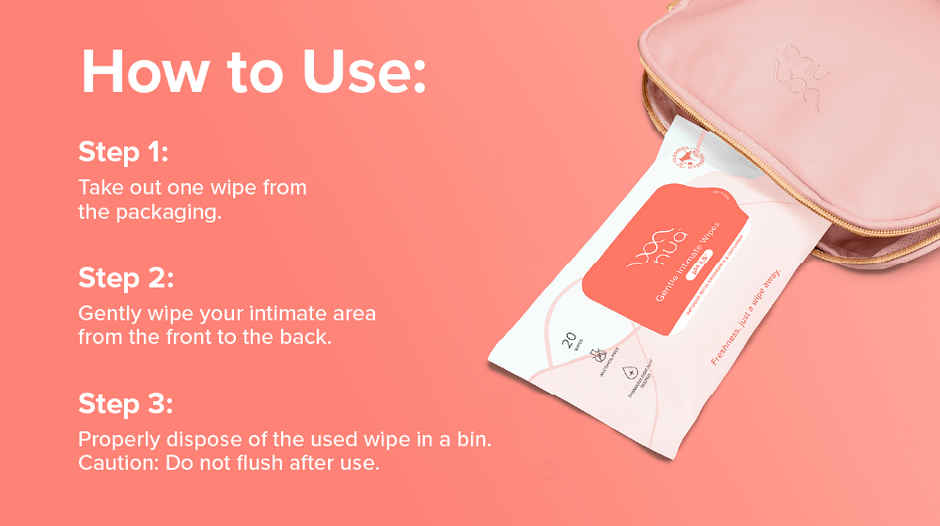Nua Intimate Wipes for Gentle, pH-Balanced Cleansing | 20 Pulls Per Pack