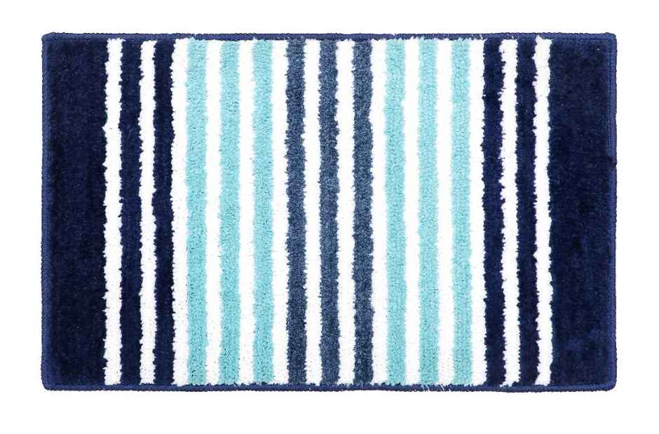 Homeharmony Non-Slip Bath Mat | Blue & White | 58 x 36 cm