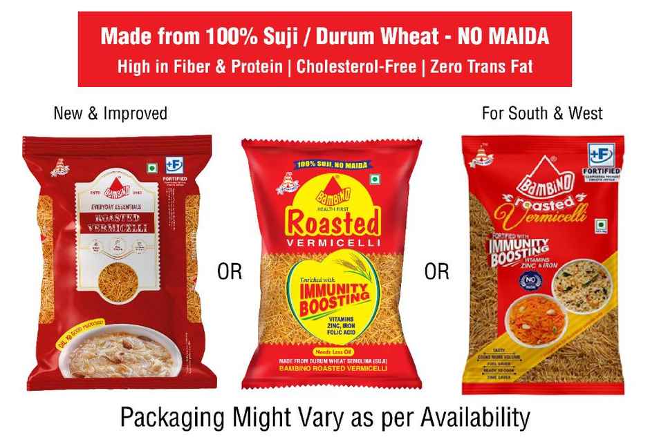 Bambino Roasted Vermicelli Seviyan | Pure Suji, No Maida, Protein Rich