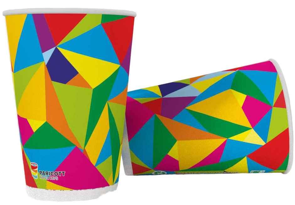 Paper Glass | Assorted Colour Design | 250 ml | Set of 50 | Vinay Trading
