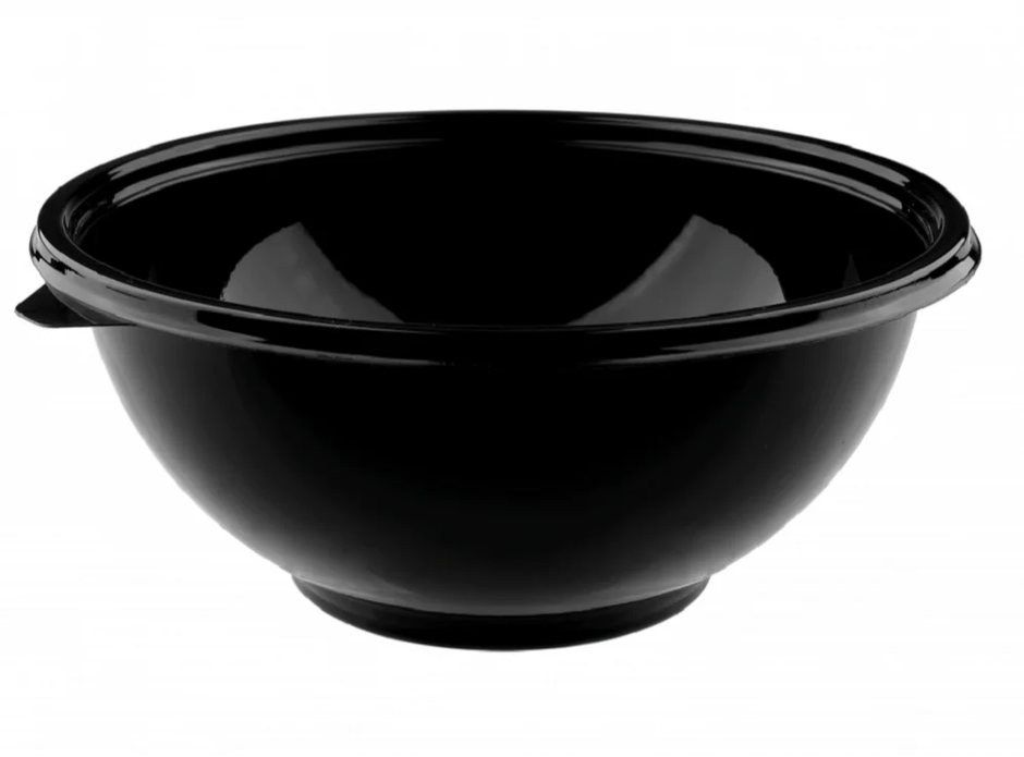 Disposable Salad Bowl with Lid | Black Transparent | 500 ml | Pack of 10 | Tempware