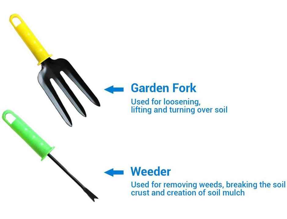Daluci Gardening Tools Set - Small and Big Trowel | Cultivator | Weeder | Fork and Pruners