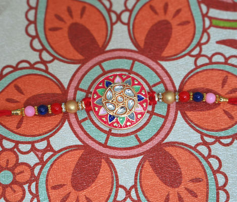 Aurum Round Kundan Rakhi - Artistic Craft