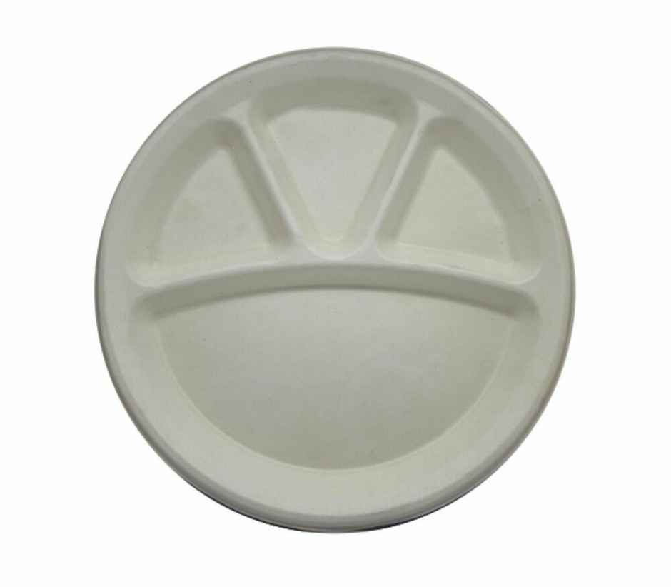 Ezee Disposable 11 Inch Bagasse Plates 4 Compartment
