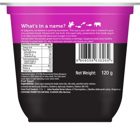 Epigamia No Added Sugar Mixed Berry Yogurt - 85gm Combo
